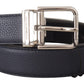 Elegant Navy Blue Leather Belt