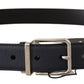 Elegant Navy Blue Leather Belt