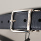 Elegant Navy Blue Leather Belt