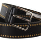Elegant Black Leather Statement Belt