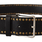Elegant Black Leather Statement Belt