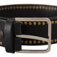Elegant Black Leather Statement Belt