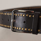 Elegant Black Leather Statement Belt