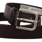 Elegant Leather Belt with Engraved Logo Buckle