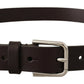 Elegant Leather Belt with Engraved Logo Buckle
