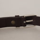 Elegant Leather Belt with Engraved Logo Buckle