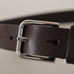 Elegant Leather Belt with Engraved Logo Buckle