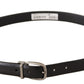 Elegant Black Leather Belt with Engraved Buckle