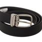 Elegant Black Leather Designer Belt