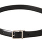 Elegant Black Leather Belt with Metal Buckle