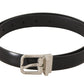 Elegant Black Leather Belt with Metal Buckle