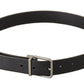 Elegant Black Leather Belt with Metal Buckle