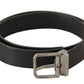 Elegant Black Leather Belt with Metal Buckle