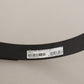 Elegant Black Leather Belt with Metal Buckle