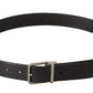 Elegant Black Leather Belt with Metal Buckle