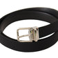 Black Canvas Silver Tone Metal Buckle Men Belt