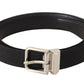 Black Canvas Silver Tone Metal Buckle Men Belt