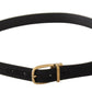 Elegant Black Canvas-Leather Men's Belt