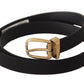 Elegant Black Canvas-Leather Men's Belt