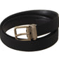 Elegant Black Leather Eye-Catching Belt