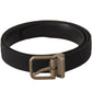 Elegant Black Leather Eye-Catching Belt