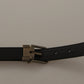 Elegant Black Leather Luxury Belt