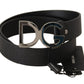 Elegant Leather Belt with Metal Buckle Closure
