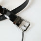 Black Calf Leather Metal Buckle Men Belt