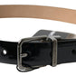 Black Calf Leather Metal Buckle Men Belt
