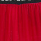Wine Red Velvet Pants with Contrast Logo Band
