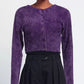 Elegant Purple Crew-Neck Cardigan
