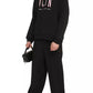 Elegant Black Cotton Hoodie with Contrasting Print