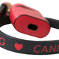 Red Black Calf Leather Logo Print Strap Airpods Case
