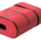 Red Black Calf Leather Logo Print Strap Airpods Case