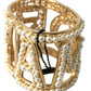 Elegant Gold Cuff with AMORE & Faux Pearls