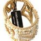 Elegant Gold Cuff with AMORE & Faux Pearls