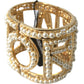 Elegant Gold Cuff with AMORE & Faux Pearls