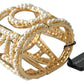 Elegant Gold Cuff with AMORE & Faux Pearls