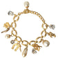 Elegant Gold Charm Bracelet with Crystals