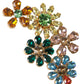 Multicolor Crystal Floral Dangle Earrings