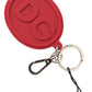 Red Rubber DG Logo Silver Brass Metal Keyring Keychain