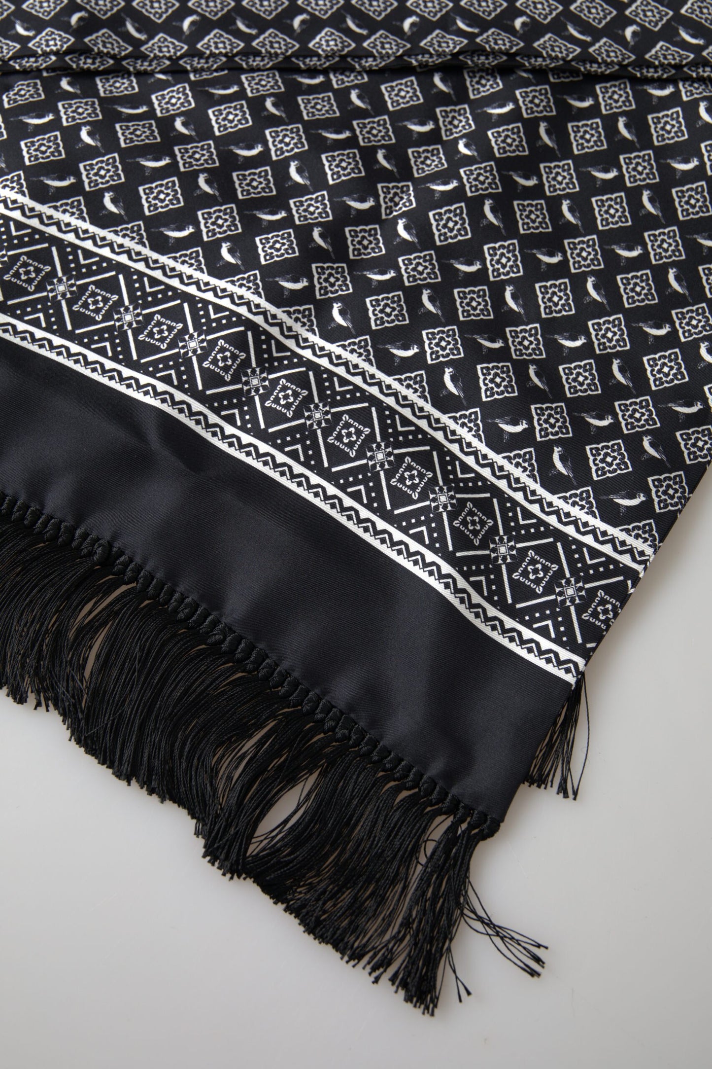Elegant Black Silk Men's Neck Scarf