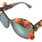 Chic Gray Crystal Applique Women's Sunglasses