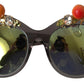 Chic Gray Crystal Applique Women's Sunglasses