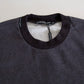 Dark Gray Cotton Crew Neck Pullover Sweater