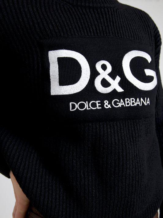 Elegant Black Virgin Wool Sweater