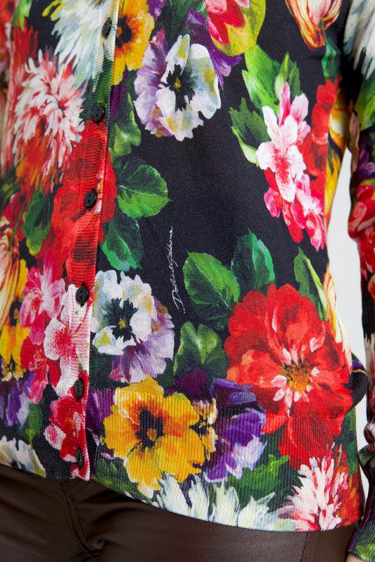 Multicolor Silk Button Down Cardigan Sweater