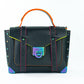 Manhattan Medium Black Leather Top Handle Satchel Bag Purse