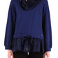 Elegant Blue Satin-Trim Sweatshirt