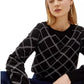 Rhinestone Embellished Check Sweater